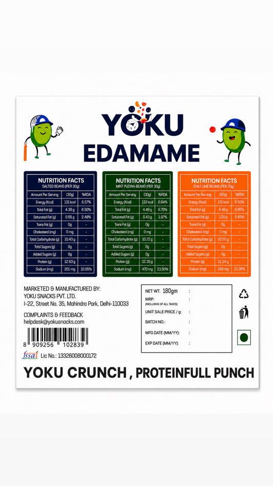 Yoku Roasted Edamame Beans Pack of 6 | High Protein| 72g Protein