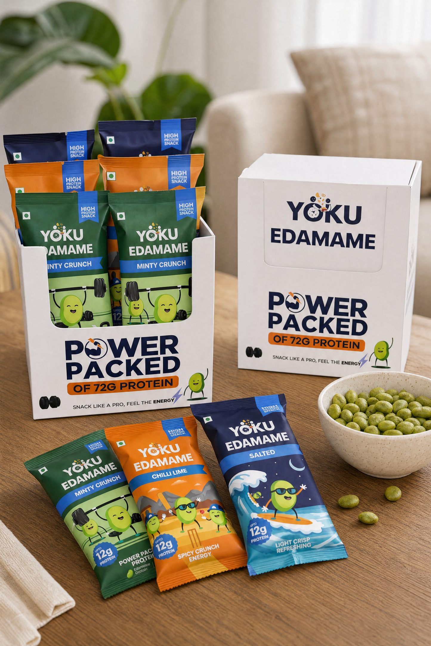 Yoku Roasted Edamame Beans Pack of 6 | High Protein| 72g Protein