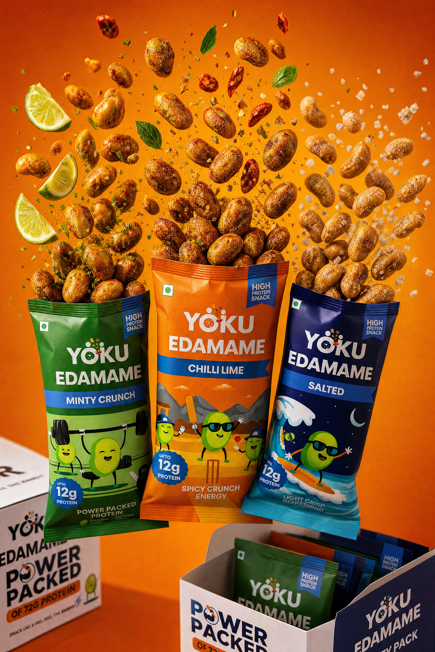 YOKU Chilli Lime Edamame | Spicy Roasted Protein Snack | Vegan & Gluten Free | 30g