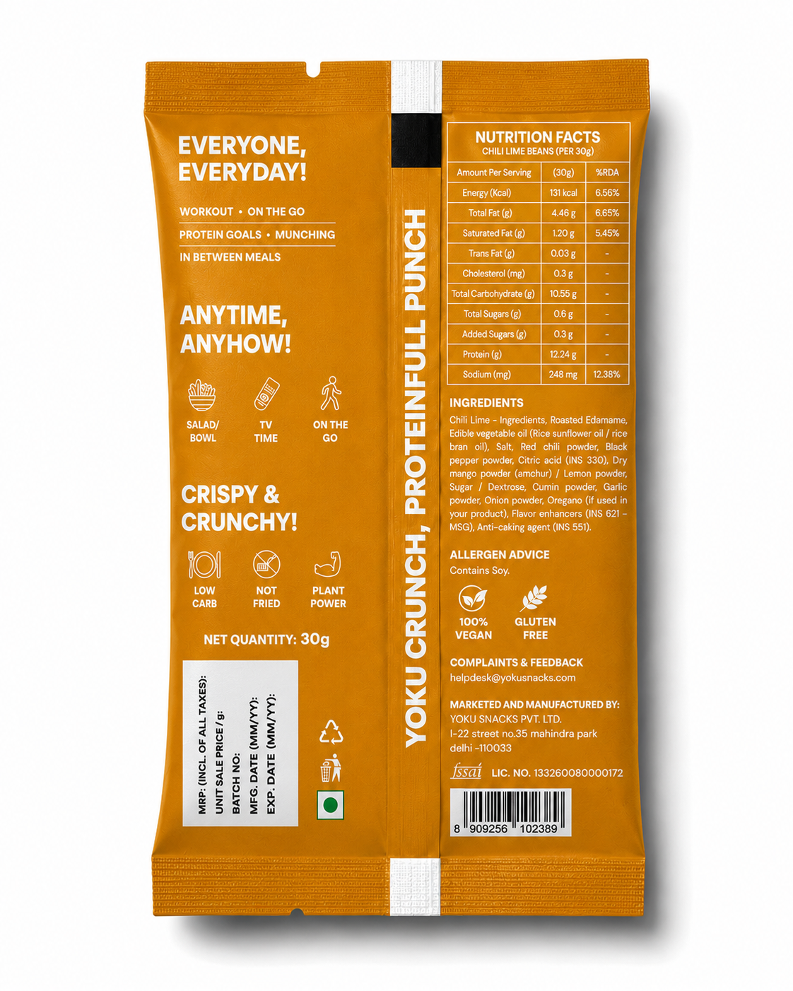 YOKU Chilli Lime Edamame | Spicy Roasted Protein Snack | Vegan & Gluten Free | 30g