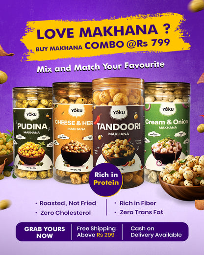 YOKU Ultimate Makhana Combo (4 Flavours) | Roasted & Flavoured Foxnuts | Save More