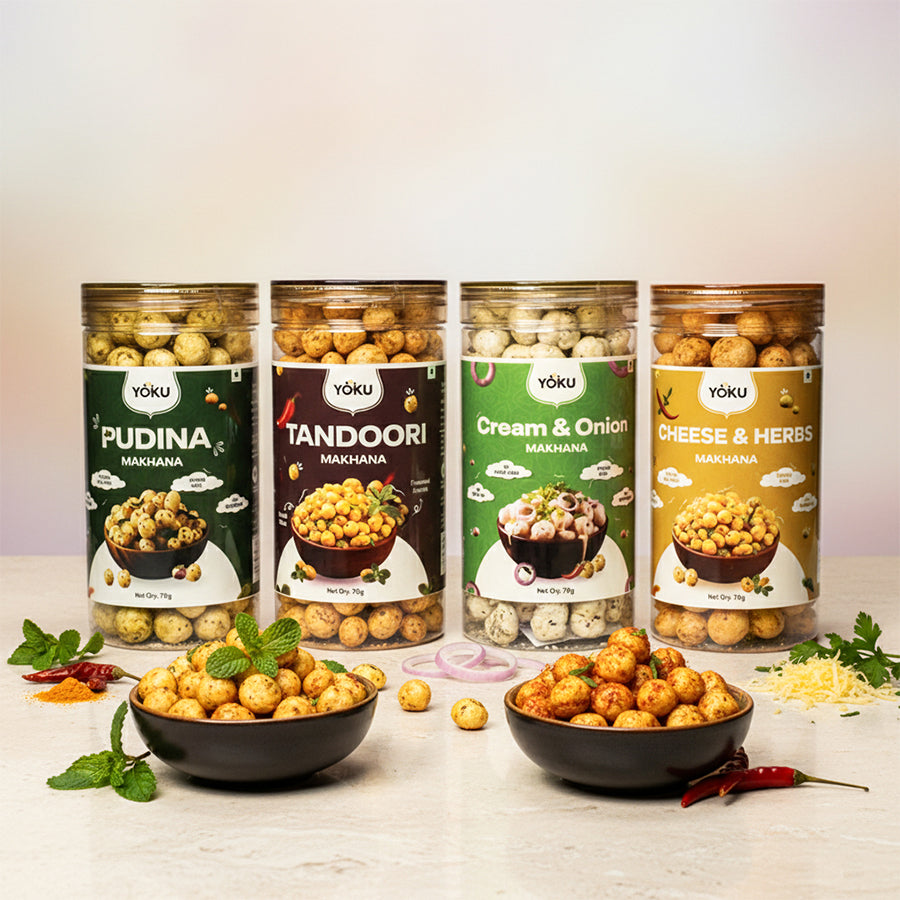 YOKU Ultimate Makhana Combo (4 Flavours) | Roasted & Flavoured Foxnuts | Save More